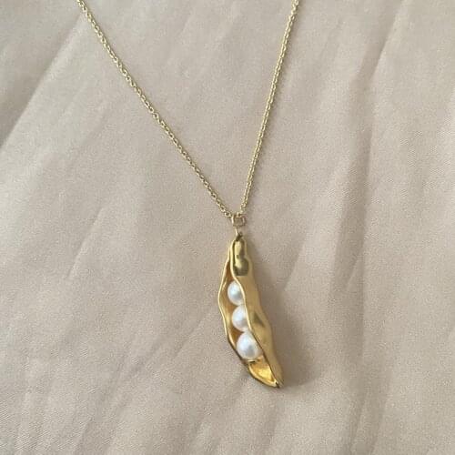 Fresh water pearl Peas pendant necklace for women luxury designer unique necklace gold unusual jewelry