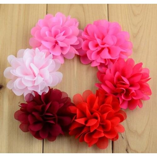 30pcs/lot Flatback Fabric Chiffon Flower For Newborn , kid Hair Accessories Headwear 30 Colors Available HS10049
