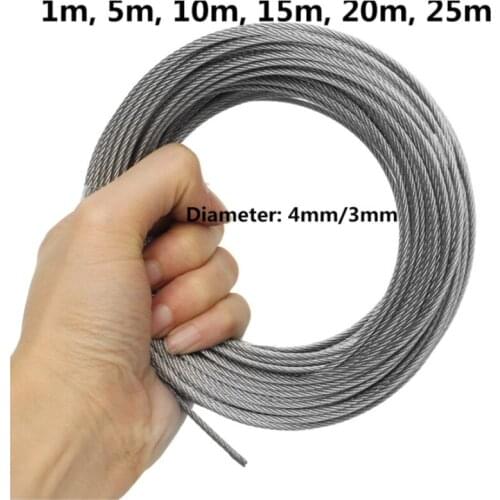 304 Stainless Steel Wire Rope Soft Fishing Lifting Cable 7x7 Clothesline 10M