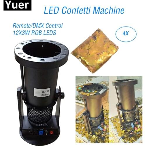 4Pcs/Lot 12X3W RGB Colors LED Wedding Confetti Cannon Machine Paper Confetti Machine Disco DJ Equipment Christmas Stage Machine