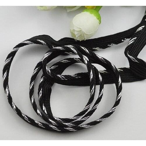 5M Black Silver/White Gold Piping Lip Cord Trim Pillow Cushion Upholstery Edging Trim DIY Sewing Supplies Accessories Material