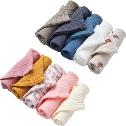5 Pcs Baby Cotton Square Towel Infant Hand Face Washcloth Handkerchief Muslin Cloth Feeding Bib Burp Cloth Saliva Towel Gifts