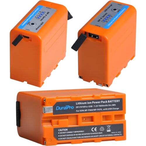 7800mAh NP-F960 NP-F970 Battery with USB Charging Port with LED Power Indicators for SONY F960 F550 F570 F750 F770 MC1500C 190P