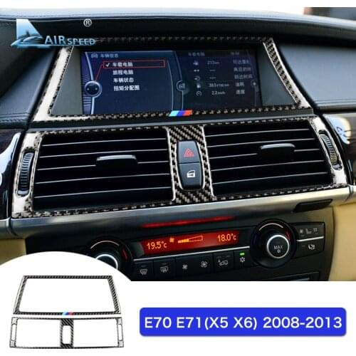 Airspeed for BMW X5 E70 Accessories E71 BMW X6 E71 Carbon Fiber Interior Trim Navigation Air Conditioning Outlet Frame Sticker