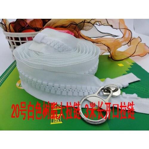 Free shiping NEW 20# extra large white resin zipper 300cm 2pcs/lot durable zipper great for DIY outdoor yacht cover Garage tents