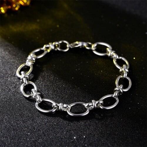 New Design Geometric Interlock Bracelet for Unisex Stainless Steel Silver Vintage Pattern Bangle Fine Jewelry