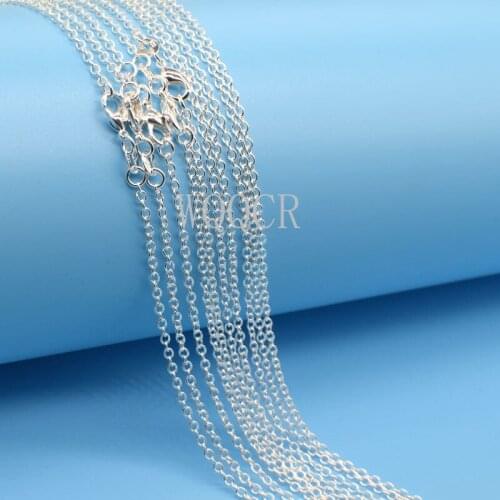 1PCS Woman Fine Jewelry 925 Silver 1.3mm Chain Rolo Chain Necklace Charm Silver Necklace 16"18" 20" 22" 24"26"28"30"Inches