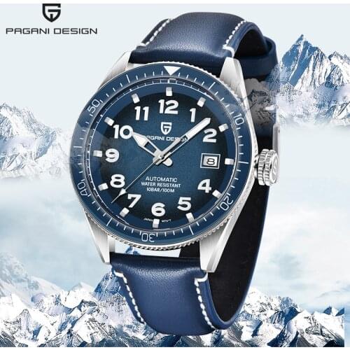 PAGANI DESIGN Brand Luxury Watch Men Automatic Classic Blue Mechanical Leather Waterproof Watches Clock Men Reloj Hombre 2020