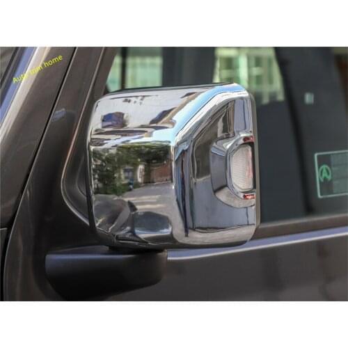 Lapetus Door Side Rearview Mirror Case Mirror Cap Cover Trim Fit For Jeep Wrangler JL 2018 2019 2020 Chrome / Carbon Fiber Look