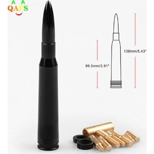 Black Aluminum Car SUV Roof Bullet Antenna Cal Caliber Bullet Ammo Short Antenna Kit