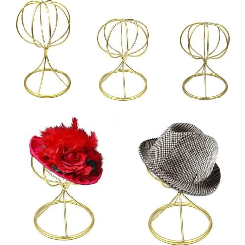 6'' Elegant Hats Holder Decorative Wigs Caps Fedora Display Stand Golden