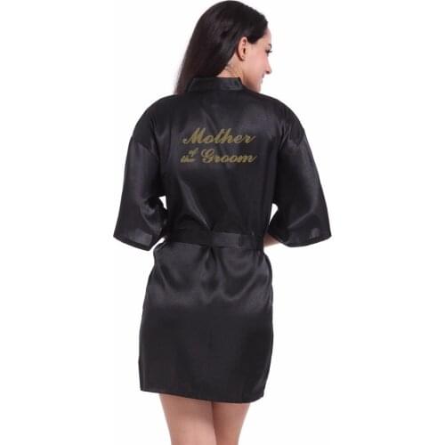 Black Women Bathrobe Mother of the Groom Letter Golden robe Get Ready Robes Bridal Party Gifts Dressing Gowns