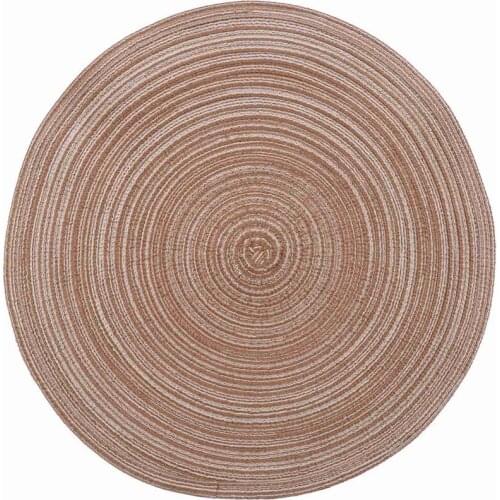 Round Braided Placemats Washable Kitchen Table Placemats for Home Wedding Party 36cm (Coffee Color, 4pcs)