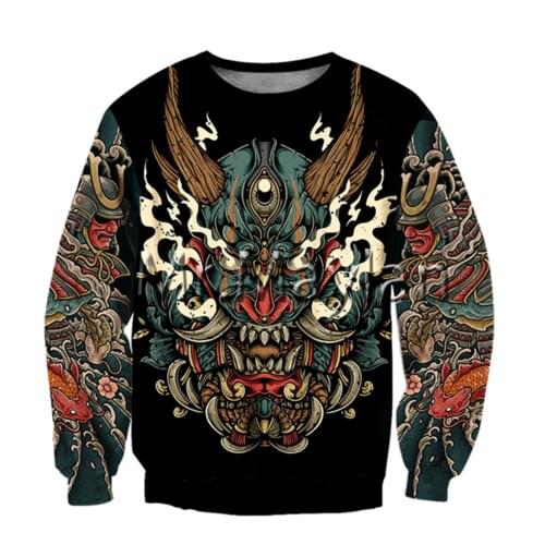Samurai Tattoo Art 3D Full Printed Jacket Men/Women Harajuku Hoodie Unisex Casual Streetwear Sweatshirt Pullover Sudadera Hombre