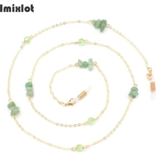 Fashion Irregular Stone Beads Charm Sunglasses Lanyard Strap Necklace Metal Eyeglass Glasses Chain Cord For Reading Glasses