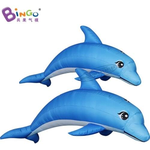 Customized 2m length blue inflatable dolphin / LED lights air dolphin balloon decoration for aquarium toys
