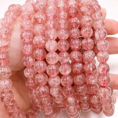 Natural snow spot strawberry quartz Round Loose Bead stone bracelet not treatment For Jewelry Making DIY design