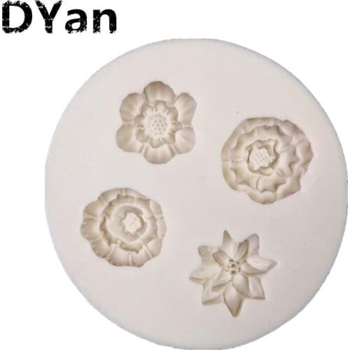 New Four-Flower Handmade Soap Mold Fondant Cake Mold Chocolate Mold DIY Baking Decorative Mold A1571