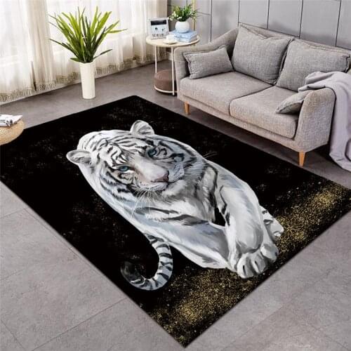 New Tiger Baby Area Rug Watercolor Living Room Carpet Wild Animal Non-slip Floor Mat Black White Rugs Fashion Carpet