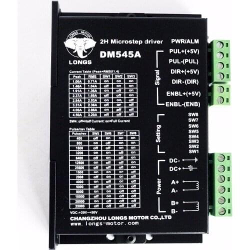 New nema23 34 Stepper motor driver DM545A 20-50VDC 4.5A Peak 128micro CNC longs motor