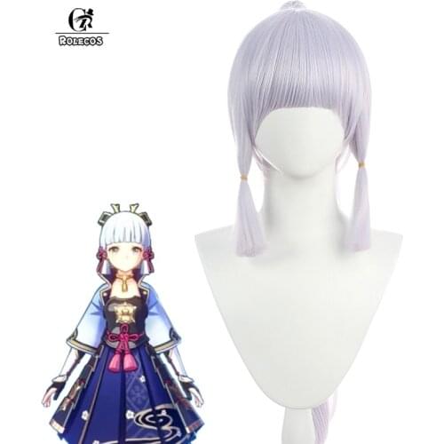 ROLECOS Genshin Impact Cosplay Wig Kamisato Ayaka Cosplay Wig Headwear 70cm Hair Heat Resistant Synthetic Cosplay Hair