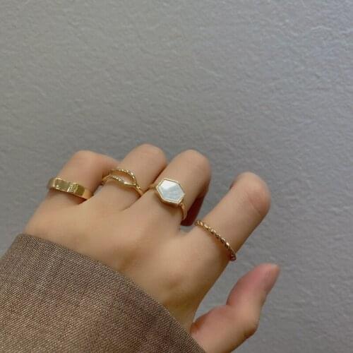 Personality simple and irregular double drop oil gold hollow ring 2021 new fashion womens ring party gifts jewelry wholesale