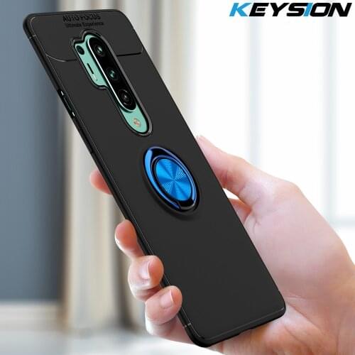 KEYSION Shockproof Case For Oneplus 8 8 Pro Soft Silicone Magnetic Ring Phone back cover for Oneplus 7T 7T Pro 1+7 7 Pro 6 6T