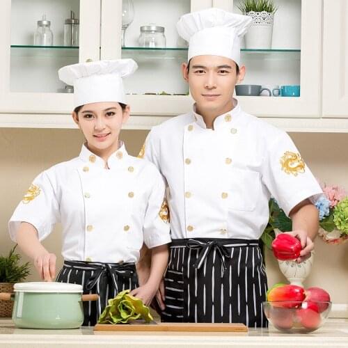 Retail Summer Kitchen Chef Jacket Men Women Restaurant Cook Clothes Short Sleeve Work Uniform Food Services Work Wear B-6005