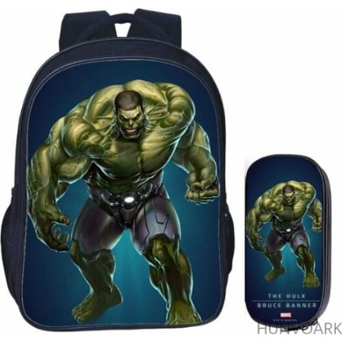 16inch Superhero Hulk Backpack for Teenage Girls Boys Book Travel Bag Children School Backpacks Pencil Bag Sets