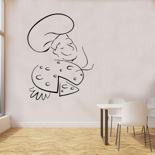 Chef Cook Hot Pizza Cooking Wall Decals Kitchen Cafe Interior Design Wall Sticker Self-Adhesive Waterproof Removable Home Decor