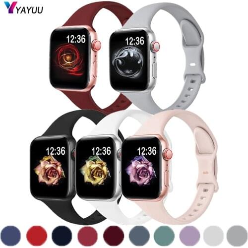 YAYUU Silicone Sport Band For Apple Watch Strap 38mm 40mm 42mm 44mm Slim Thin Narrow Replacement Strap For iWatch SE/1/2/3/4/5/6