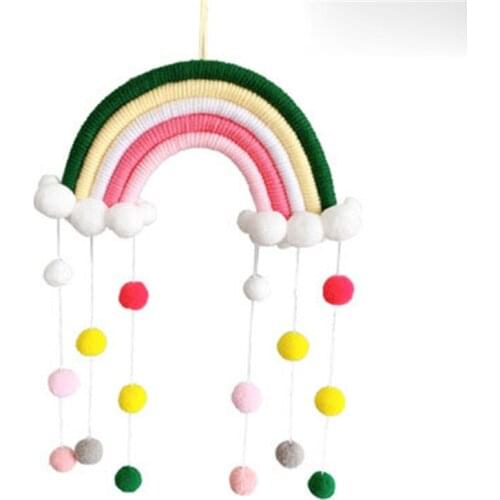 Nordic Handmade Rainbow Cloud With Raindrop Wall Hanging Kid Room Decoration Scandinavian Style Cloud Baby Bedroom Hanging Decor
