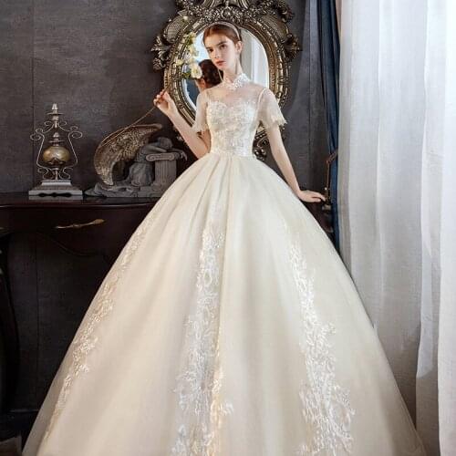 Wedding Dresse 2020 Gryffon Classic High Neck Luxury Lace Ball Gown Princess Vintage Vestido De Noiva Robe De Mariee Customize