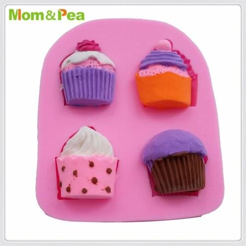 Mom&Pea MPA1652 Cupcake Silicone Mold Sugar Paste 3D Fondant Cake Decoration