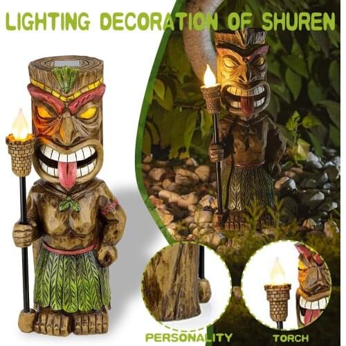 Tiki Guard Solar Powered Outdoor Decor LED Garden Light Decoration Crafts Gardening Sculpture Lawn Lamp for Courtyard Decor