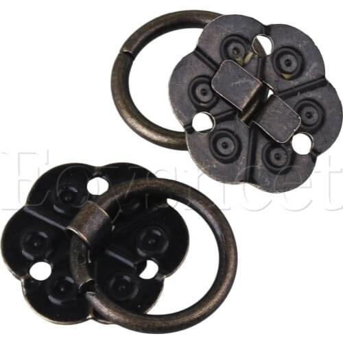 20 PCS Iron 2CM Dia Vintage Jewelry Box Cabinet Pull Handles Plum Flower