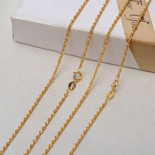 UBESTNICE Pure 18K Yellow Gold Trendy Simple Fine Jewelry AU750 Rope Chain Necklaces For Women Girl Party Gift Various Lengths