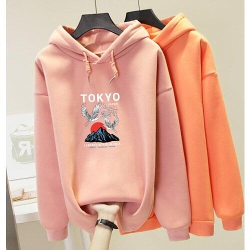 Tokyo Sunrise Graphic Print Harajuku Sweatshirt Warm Streetwear Oversized Hoodie Japan Womens Jacket Punk Fashion Casual