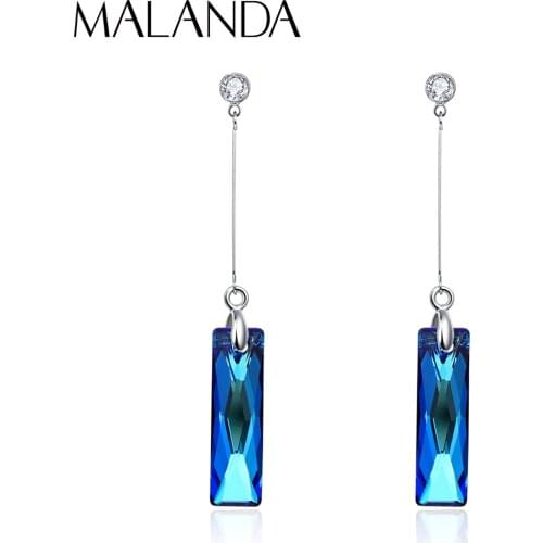 Crystals From Swarovski Queen Baguette Pendant Drop Earrings For Women New Fashion Piercing Dangle Earrings jewelry Mom Gift