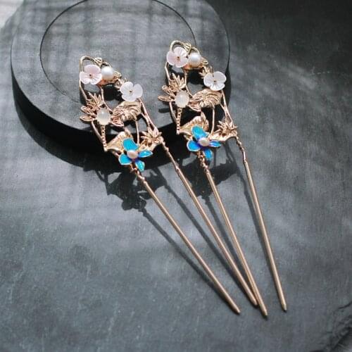 Original Design Hairpin Lotus Leaf Pearl Cheongsam Accessories Classical Hair Accessories Headdress Women Hairpins