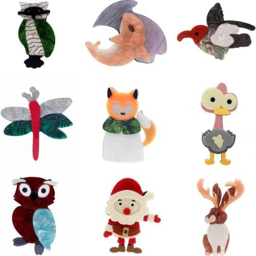 ZiccoWong Stock Clearing Acrylic Bird Cat Duck Fish Cartoon Animal Brooch Pins For Women Girl Fashion Badge Pins Party Jewelry