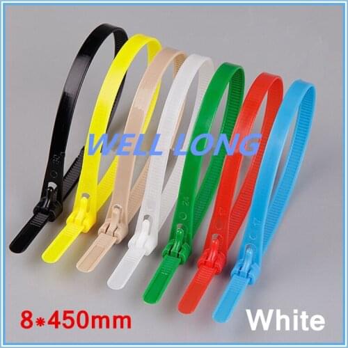 100pcs/lot 8*450mm White, Color Nylon Cable Ties, Cable Ties,Cable Ties Reusable