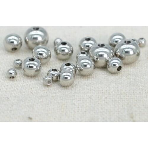 100 PCS 3mm 4mm 5mm 6mm 8mm Metal Stainless Steel Beads Round Beads DIY Hole Beads For Jewelry Making