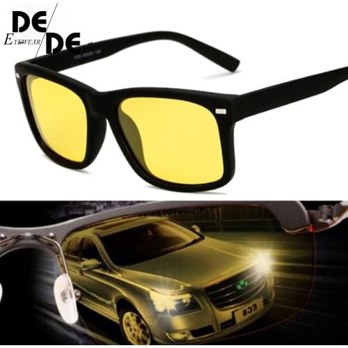 2019 High Quality Yellow Night Vision For Night Driving Polarized Sunglasses Square Mens Driver Safety Eyewears Cloudy Fog Day