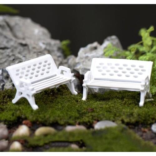 3 Sizes Micro World Bonsai 1.5Cm White The Park Sits Chair Seat Doll Garden Small Ornament Landscape Decoration