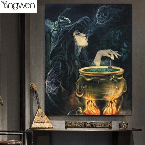 5D DIY Diamond Painting Full Kits Magical Witch Refining Drugs 3D Rhinestone Embroidery Cartoon Cross Stitch Art Home Decor Gift