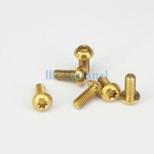 6 PCS M5 x 12mm Golden GR5 Titanium Torx T25 Screw Bike Disc Brake Rotor Bolts