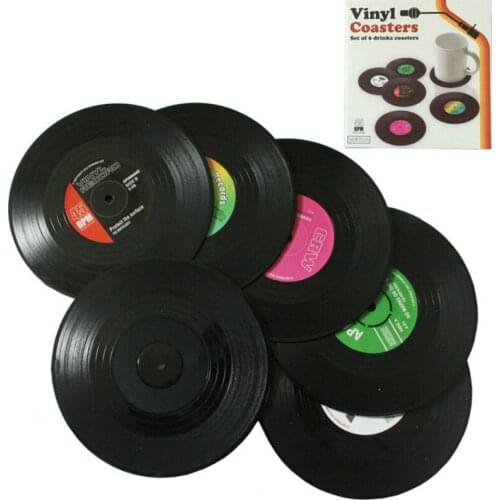 6PCS Vinyl Record Table Mats Coaster Set Silicone Mat Placemat For Dining Table Creative Heat-resistant Nonslip Pads