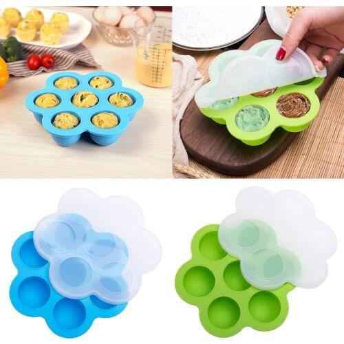 7-Compartment Non-stick Silicone Baby Food Fruit Storage Container Freezer Tray with Lid for Home Kitchen Accessories Tools
