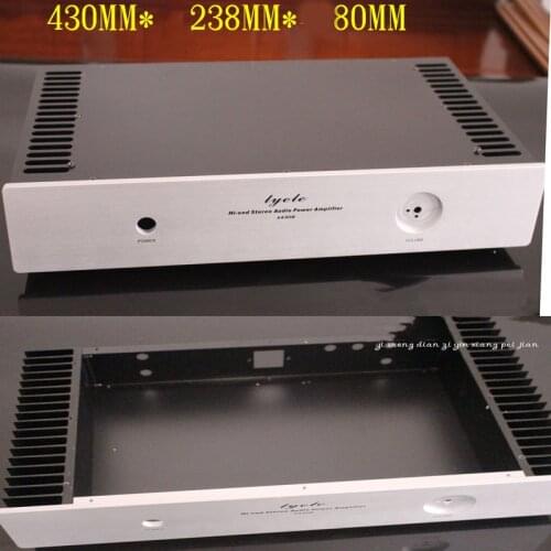 KYYSLB 430MM*80MM*238MM Aluminum Amplifier Chassis Diy Box A4308 Amp Enclosure with Heat Sink Fever Class A Amplifier Case Shell